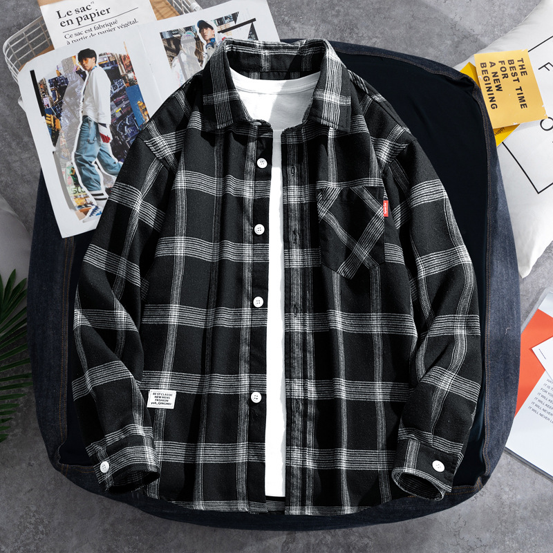 2025 Plaid shirt men's long-sl - Flannel Shirt Lined recension och pris