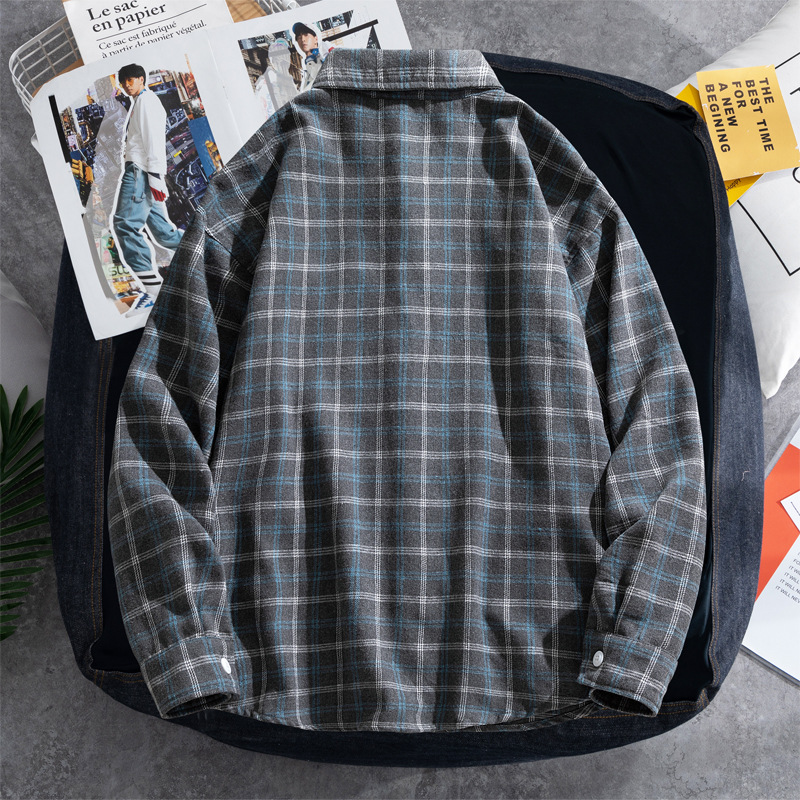2025 Plaid shirt men's long-sl - Flannel Shirt Lined recension och pris