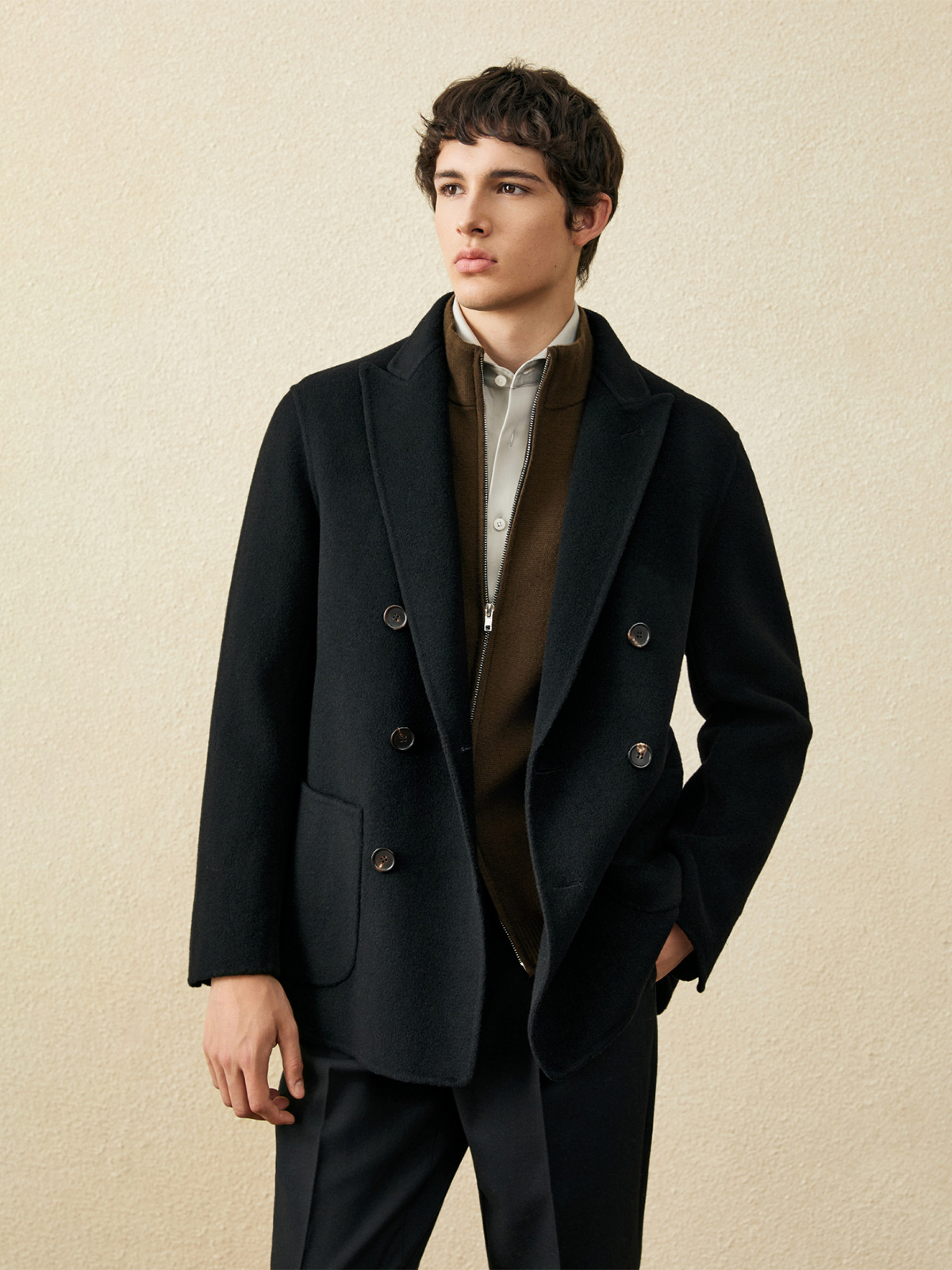 Men‘s 100% Wool Short Coat | B - Wool Coat Peacoat recension och pris
