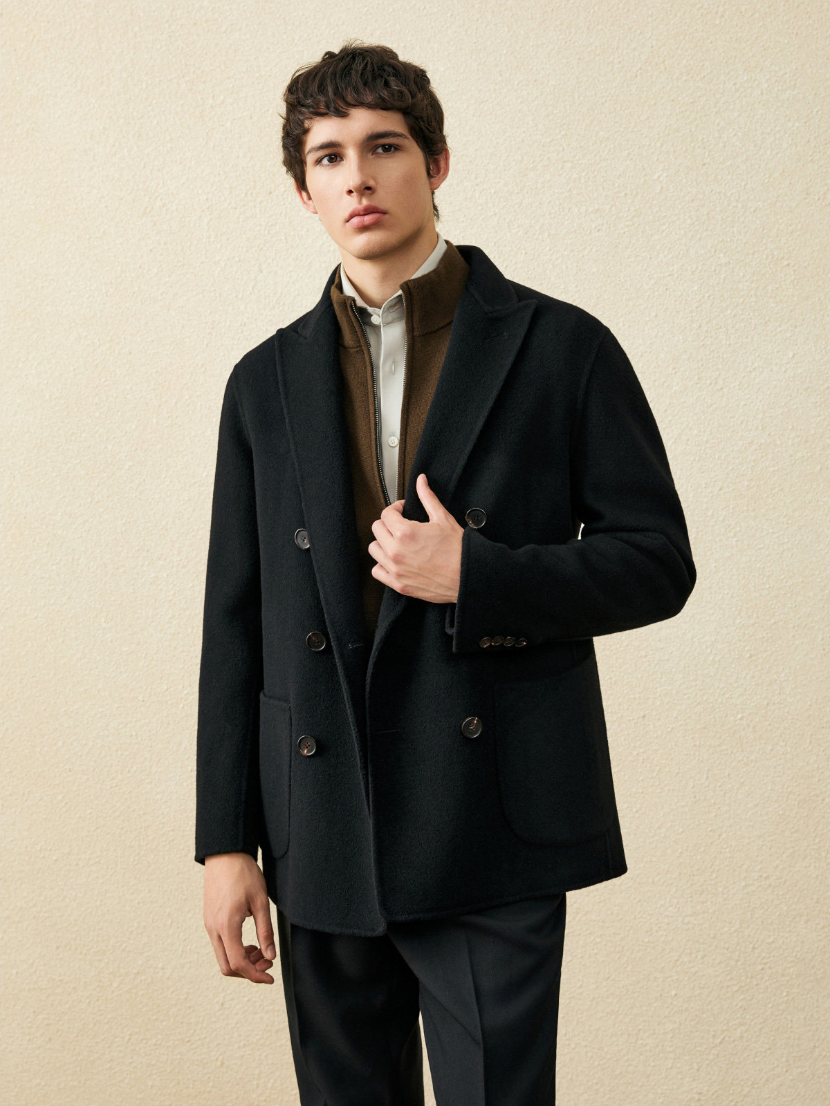 Men‘s 100% Wool Short Coat | B - Wool Coat Peacoat recension och pris