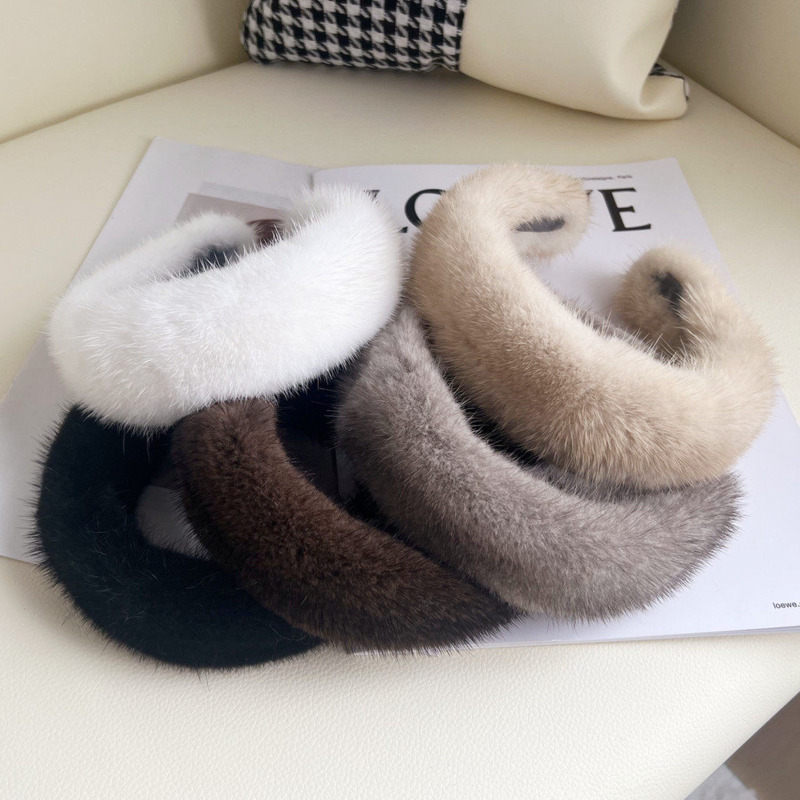 Real Mink Fur Headband Natural - Winter Headband Fleece recension och pris